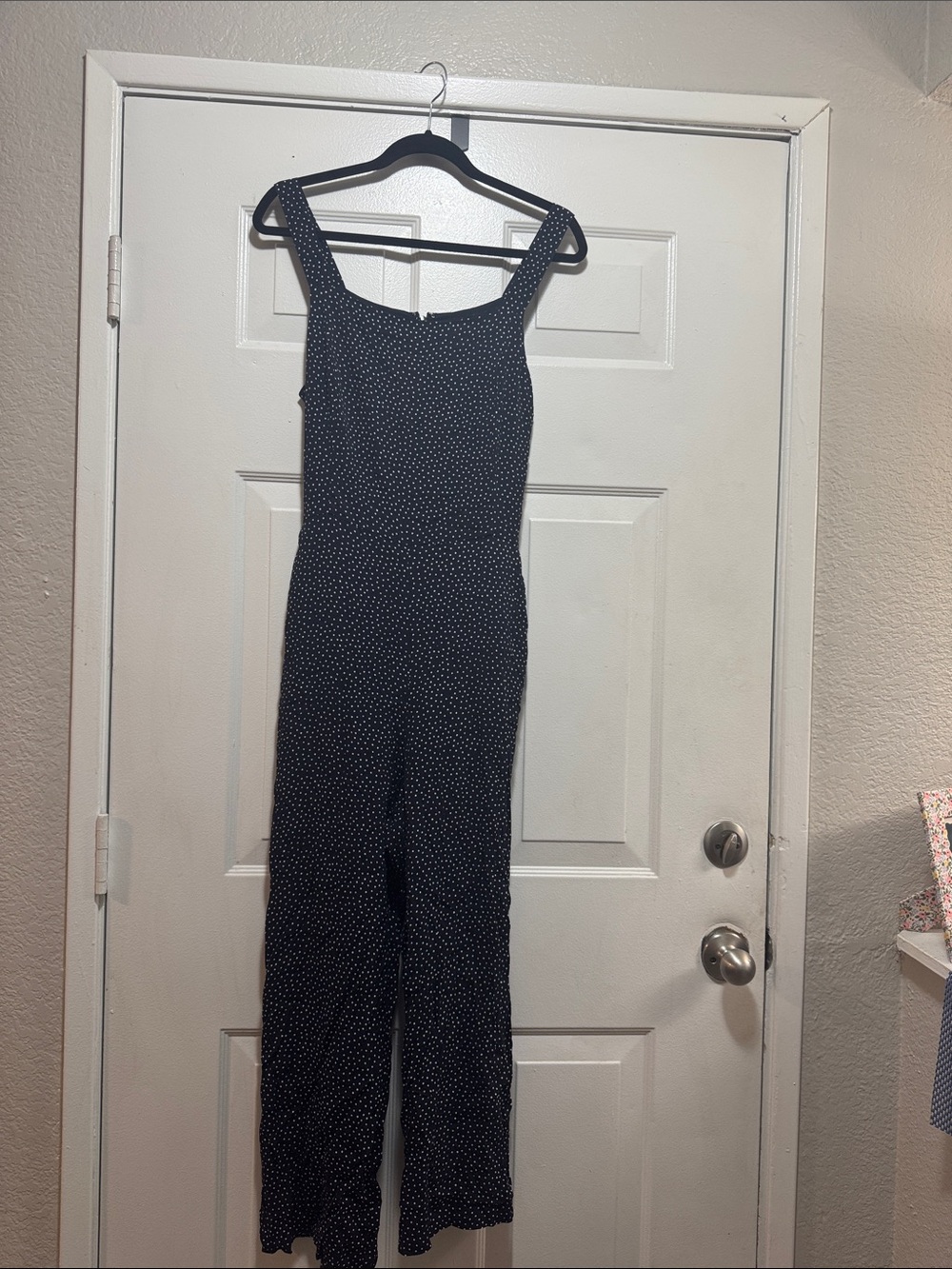 Loft Sleeveless Black Polka Dot Wide-Leg Jumpsuit